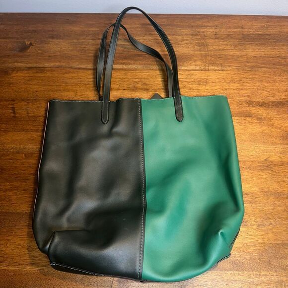 Auth COACH North Tote In Colorblock Leather Green - Picture 6 of 13